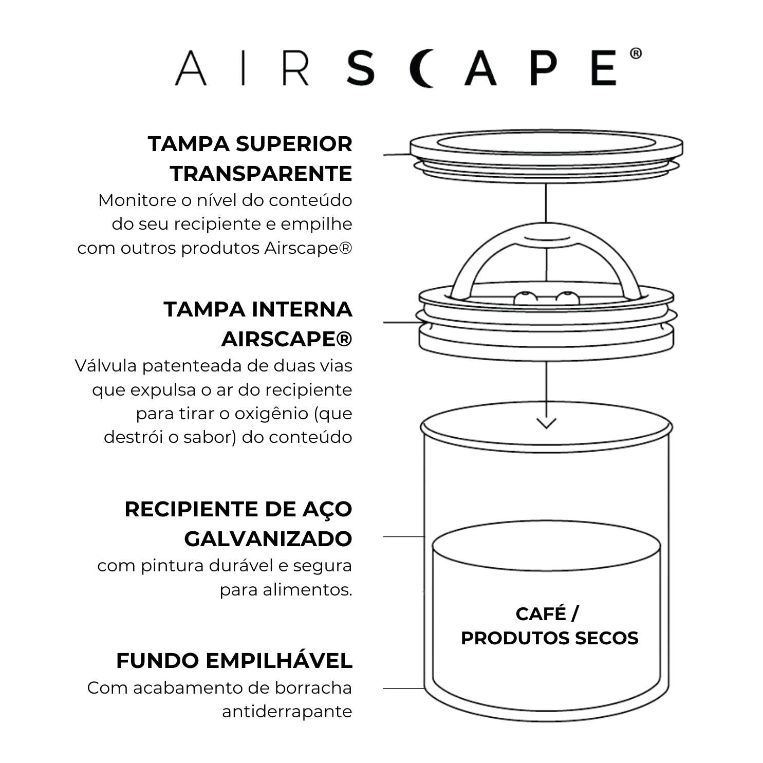 Airscape Kilo  : Pote de Metal 1Kg (Preto Fosco)