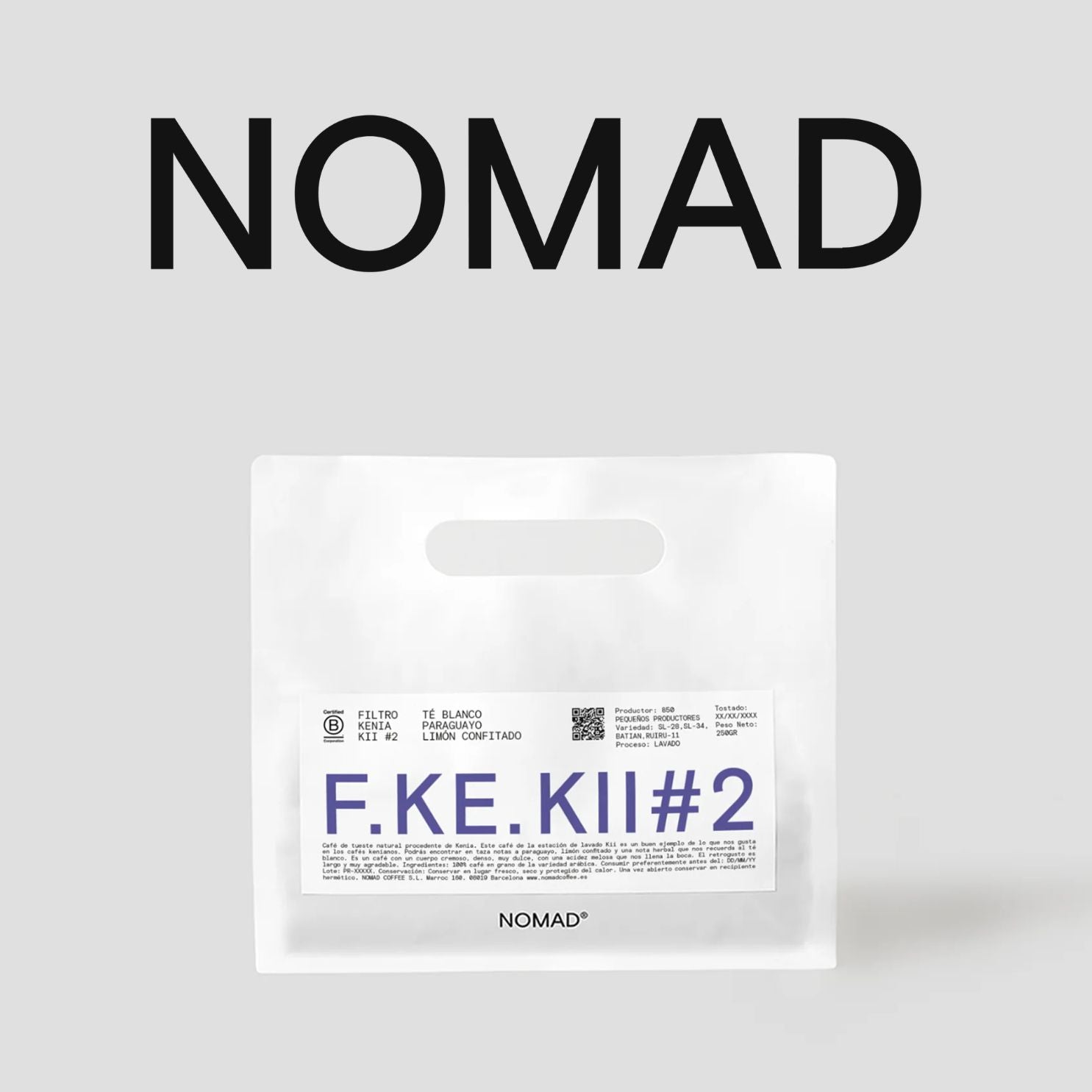 NOMAD : Quênia : SL28, SL34, Ruiru 11, Batian : 250g Grãos