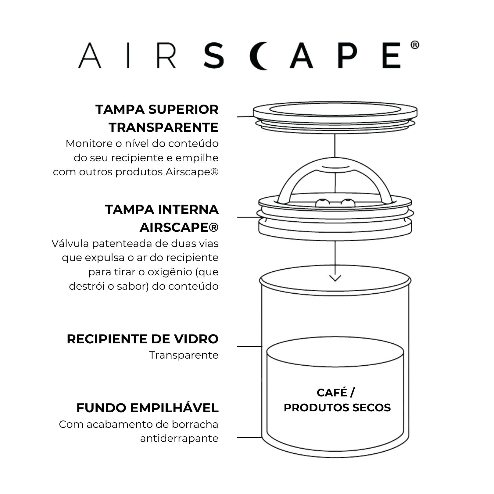 Airscape Glass : Pote de Vidro 500g (Transparente) - Planetary Design - Cafino