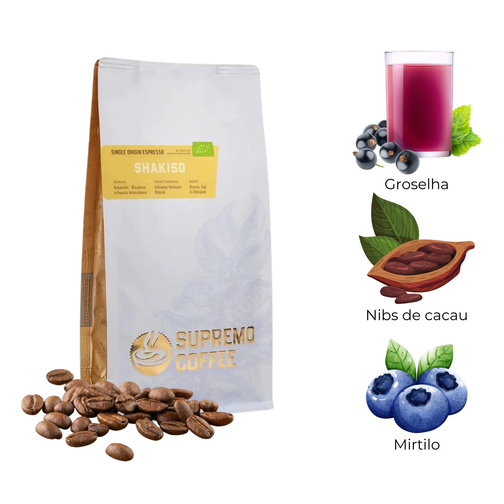 Supremo : Café Shakiso Espresso (Etiópia) : 250g Grãos - Supremo - Cafino